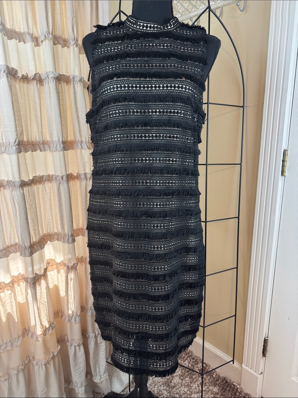 J. Crew Black Sleeveless Fringe Dress Size 10 NWT